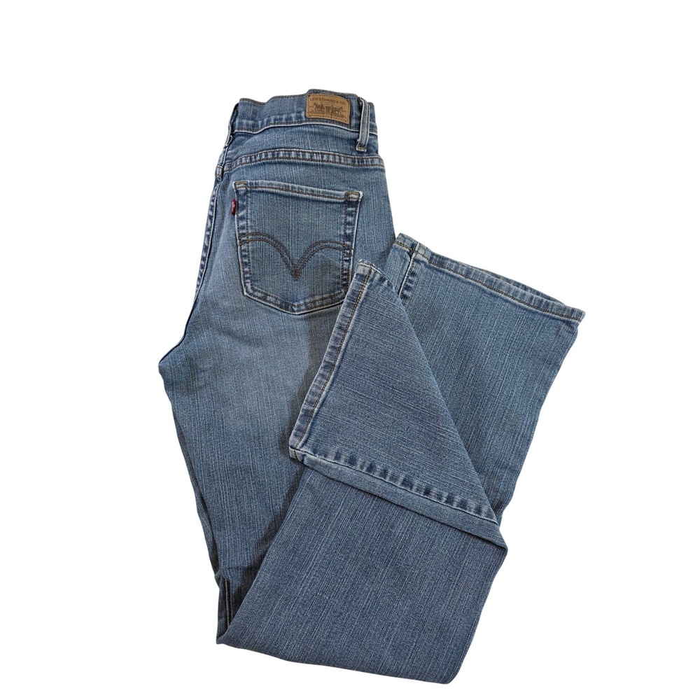 Levis 512 Perfectly Slimming Boot Cut Jeans Women 8 Medium Blue Denim 29x29.5
